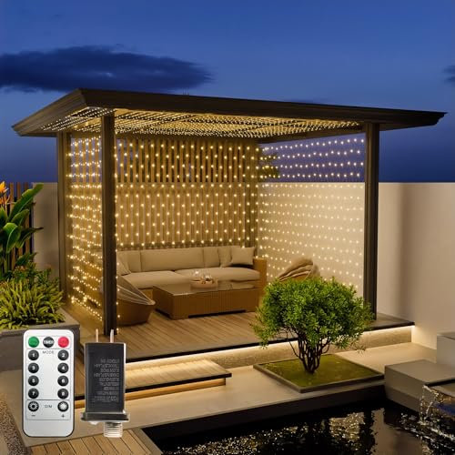 Leisure world 3m x 3m LED Net Lights Plug in Mesh Fairy Lights Outdoor String Lights 8 Modes Waterproof 270 LED Light with Timer for Wedding Christmas Trees, Bushes, Garden, Outdoor Decorations
