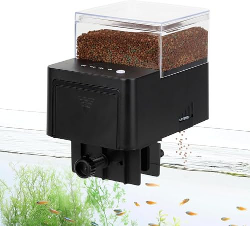 AQQA Futterautomat für Aquarium, 250ml Große Kapazität Futterautomat Fische mit Vier Zeitmessmodi, Einstellbare Futterautomat Fische Aquarium für Urlaub oder Geschäftsreisen