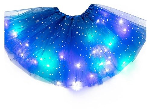 MUNDDY® - Falda Tutú para Niñas con Luz LED, Vestido Lentejuelas Tutu Ballet niña, Vestido Corto de Baile Colorido Princesa para Fiestas de Navidad (Azul Oscuro con Luz LED)