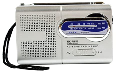 Mini Radio Bc-R119 Bärbar Am/FM-antenn Teleskopisk Antenn Världsmottagare Högtalare Batteridriven Silverfärg (utan batteri)