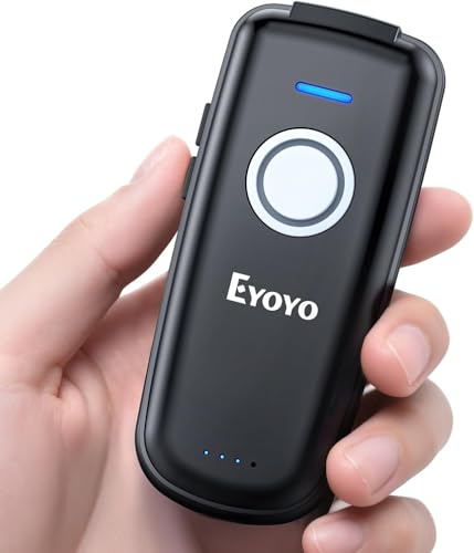 Eyoyo Mini 1D Bluetooth scanner di codici a barre senza fili, con pulsante di accensione/spegnimento, batteria ricaricabile da 1500 mAh, portatile CCD codici a barre lettore compatibile con Windows