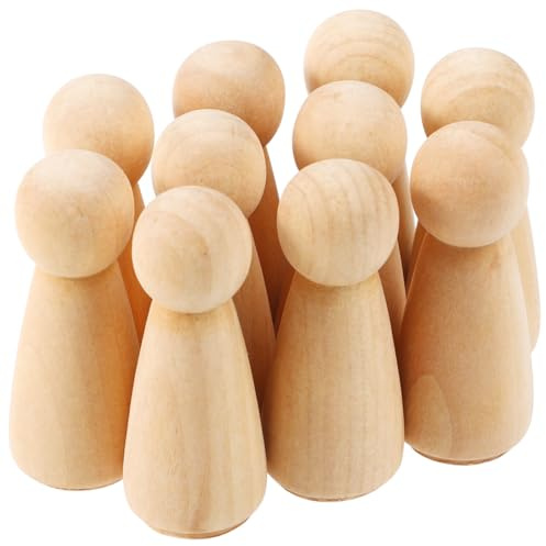 Gadpiparty 10 stycken träfigurer att måla, gör-det-själv naturliga träfigurer, träkoner för dekoration, bröllop, jul och födelsedag