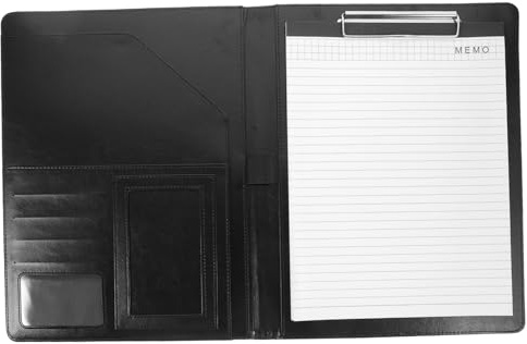 AUTSUPPL Porte-documents Professionnel Multifonction avec Clips Métalliques Organiseur de Documents et Porte-stylo Flexible Dossier Portfolio pour Bureau et Réunions