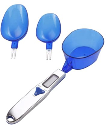 FUNNETOYU Báscula Digital Cuchara Azul para Cocina Medidor Portátil para Ingredientes Sólidos y Líquidos Batería Aaa Precisión para Hornear
