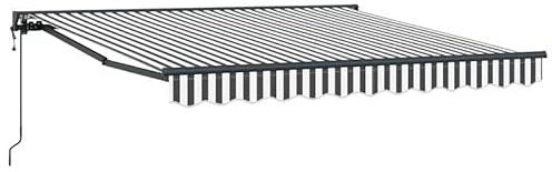 Infällbar markis 350 x 250 cm antracit/vit – tygmarkis för terrass och trädgård – väderbeständig och UV-skydd – enkel montering