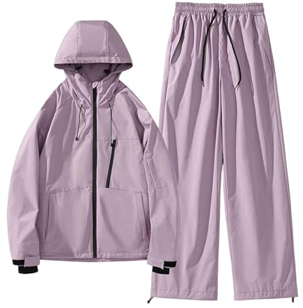 MODSGUE Tuta da sci da uomo e donna, isolante, per sci, inverno, neve, impermeabile, per snowboard, sci, per attività all'aperto, con cappuccio e chiusura a strappo, Colore: rosa., 3XL