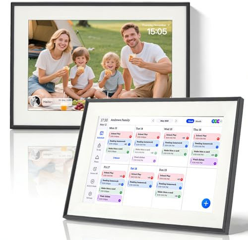 Calendario Digitale 10,1 Touchscreen – Agenda Elettronica Portatile per la Famiglia con Sincronizzazione Wi-Fi, Pianificazione Pasti e Cornice Foto Digitale HD