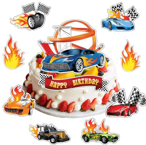 18 Pezzi Hoooot Wheels Decorazioni Torta, Decorazioni per Torte