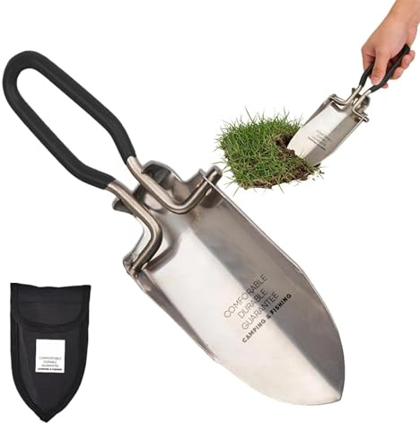 Pala Plegable Portátil - Herramienta de Plegable Resistente,Pala en Acero Inoxidable para Mochilero | para Acampada Senderismo Mochilero Supervivencia Playa, y al Exterior