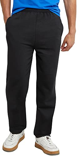 Hanes Men's EcoSmart Open Leg Pant with Pockets, black, L