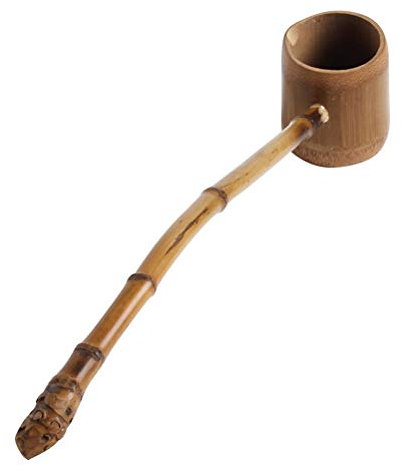 BESTONZON Bambus-Wasserkelle mit langem Griff, japanische Teezeremonie Schöpfkelle, Holzlöffel für Garten, Zuhause, Bad und Sauna, ideal für Teehäuser