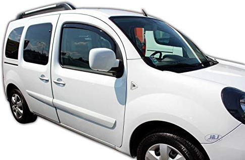 J&J AUTOMOTIVE Heko Déflecteurs d'air et de Vent pour Renault Kangoo 4-Porte 2008-2021, Lot de 2pcs, Teintés, Avant et Arrière, Aérodynamique