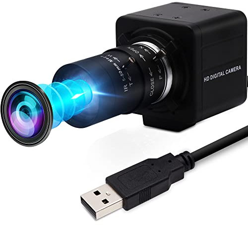 ELP 2 Megapixel HD-Kamera, USB-Webcam, 5-50 mm, manuelles variables Zoomobjektiv, kompatibel mit Mac/Windows/Linux/Android UVC, einstellbarer Fokus (1080P OV4689 Sensor)