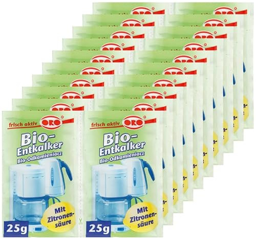 Bio - Entkalker (20 x 25g) zur schnellen Reinigung von Kaffeemaschinen, Wasserkochern, Espressomaschinen, Ökologischer Kalk Entferner