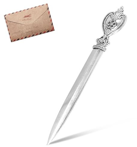 Beufee Brieföffner, Brieföffner Edel Letter Opener Aus Metall Retro Umschlagöffnermesser Leichter Handgefertigter Umschlagschneider Vintage Brieföffner Messer Schreibtisch Brieföffner Messer (Silber)
