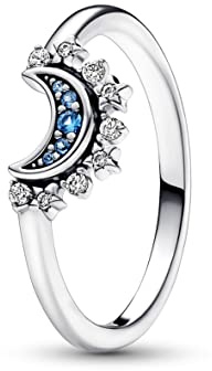 Pandora Himmlisch Funkelnder Blauer Mondring 192675C01 Bague pour femmes