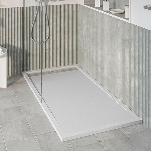 KOES - Plato de Ducha de Resina Modelo VOIGA – 80x180 – Azul bruma RAL 7035