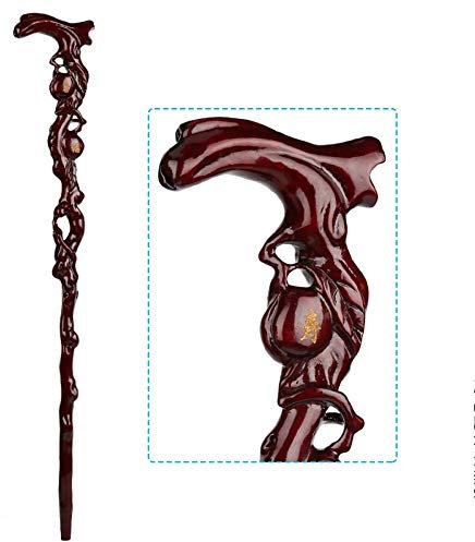 Canne en Bois Robinet Bâton De Marche Séquoia Vieil Homme Béquilles Sculpture sur Bois Cadeaux d'anniversaire Bâtons Antidérapants,H