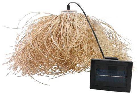 Lumisky Frou Frou Hängeleuchte, im Boho-Natur-Stil, solarbetrieben, korbgeflochten, LED, warmweiß, Höhe 30 cm