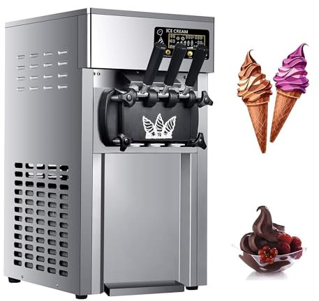 MAHWER Máquina Comercial for Hacer Helados Suaves, máquina for Hacer Helados con Panel LCD, máquina for Hacer Helados con 3 sabores, Gran Capacidad