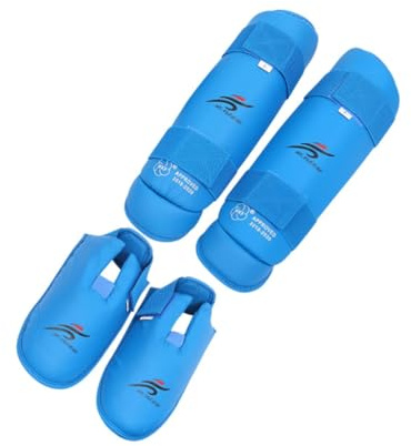 Oshhni Espinilleras Muay Thai Kickboxing, Espinilleras de Pierna, Espinilleras de Karate, Almohadillas de Protección para Empeine de Pierna, Azul