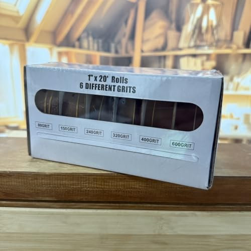 Shineboc Rouleaux De Papier De Verre, 2,5 cm X 6 m, Papier De Verre Avec Distributeur, Grain 80/150/240/320/400/600, 6 Rouleaux Pour Poncer Le Bois, Le Métal