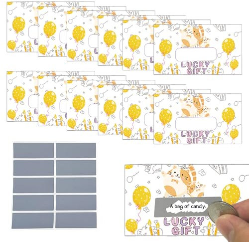 WOLMIK Personalisierbar Kratztabletten mit Rubbelaufkleber - Rubbelkarte zum beschriften - Geschenke für Frauen, Geburtstagskarte, Kinogutschein, Geburtstagsgeschenk, Reisegutschein - 10 Stück