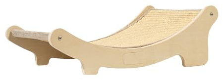 Pssopp Cama de Hamaca de Gato Elevada de Madera, Alfombra de Rayas, Lugar de Descanso Adecuado para Gatos Grandes Material de Madera Maciza, Ventana de Alféizar de Gato Perca