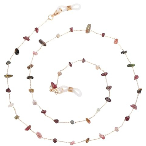 GORGECRAFT Chaîne de Lunettes en Pierre Précieuse Perles de Cristal Naturelles Alliage Métallique Maillons Porte Lunettes de Soleil Lanière Collier pour Lunettes Bijoux pour Femmes
