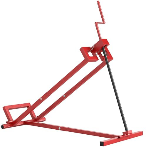 HOMCOM Folding Ride On Lawn Mower Jack Lift, 400 kg Adjustable Steel Lifting Device, Telescopic Maintenance Jack Lifter for Lawnmowers, ATVs, Red