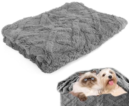 Neerow Dog Blanket Washable, 70 x 100 cm Fleece Cat Blanket, Grey | Soft Fluffy Puppy Pet Blankets for Medium Small Indoor Dogs Cats Sofa Bed
