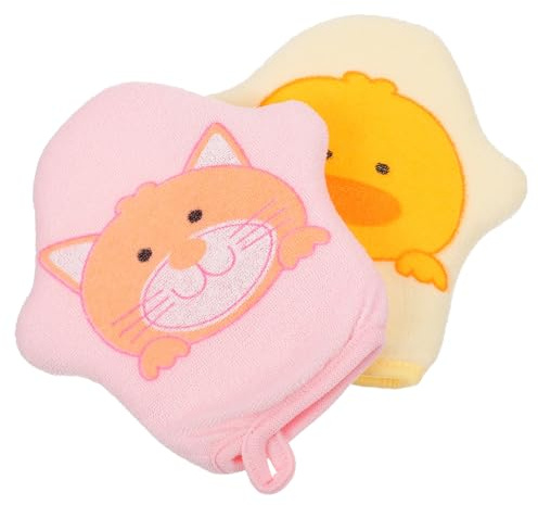 Mikinona Guantes de Baño para Bebés de Algodón 2 Piezas Forma de Estrella de Dibujos Animados, Portátiles y Colgantes, Ideales para Viajes y Recién Nacidos Color Aleatorio