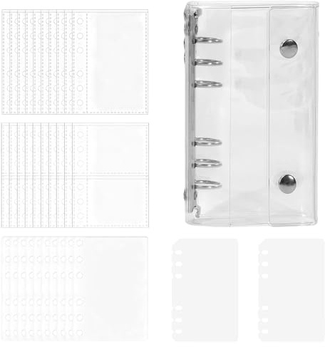 Förvaringspärm för klistermärken, transparent bokalbum, självhäftande anteckningsbok med dubbla lås, för klippboksplanerare, kort, dokumentfiler