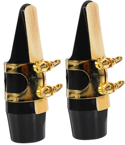 MUELODSIC 2 piezas Boquilla Saxofón Negra Plástico con Ligadura Dorada Accesorios Musicales para Jazz Clásico y Música Contemporánea