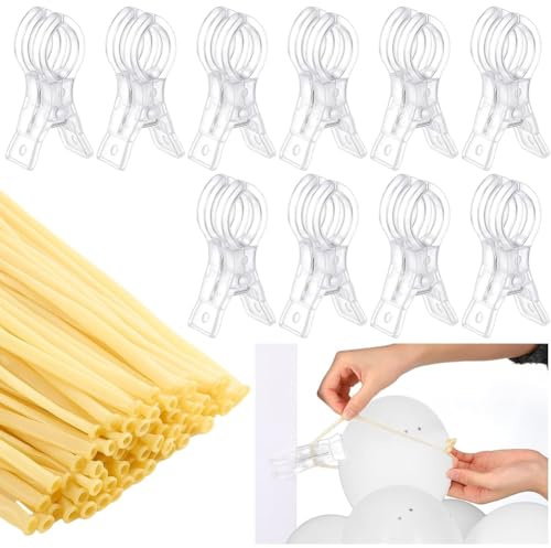 Agwuoetr 10 Pack Large Balloon Arch Clips 100 Pcs Clear 260 Long Balloons for Balloon Arch Kit Birthday Decoration Crafts Studios