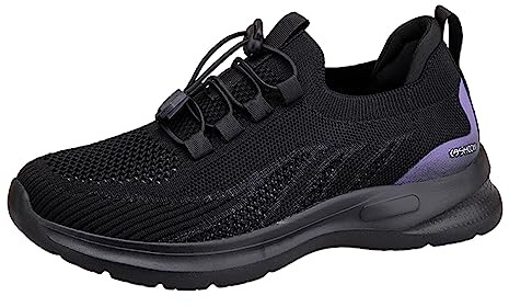 Zapatillas de deporte para mujer, color negro, cómodas, zapatillas de deporte, suela antideslizante, zapatillas de tenis, transpirables, de malla, amortiguadoras con acolchado de aire, zapatos de