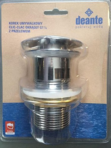 Deante NHC_010B avloppsventil rund med rinnning, metall, krom, 16 x 7 cm
