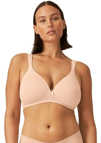 Naturana® BH Damen ohne Bügel [Cup A-D] I 100% Gepolsterte Träger I BH ohne Bügel mit nahtlosen Cups I Damen BH mit Unterbrustband 95 Light Beige B