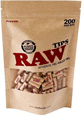 RAW Authentic Pre-Rolled Tips, 200 Tips pro Beutel 10 Beutel (2000 Tips)