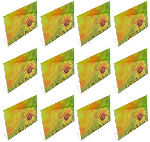 AC – Pack de 12 Portafotos - Soportes para Fotos de plástico Transparente – Sobremesa - Marcos para fotografías, oficinas, hogar – Horizontal - 15 x 20 cm