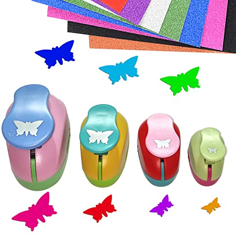 Stanzer fjäril, 4 stycken pappersstansare, motivstansare, papper, stansare, fjäril, motivhål, stansare, set med stansare för presentetiketter, hantverk, scrapbooking, foton, gratulationskort