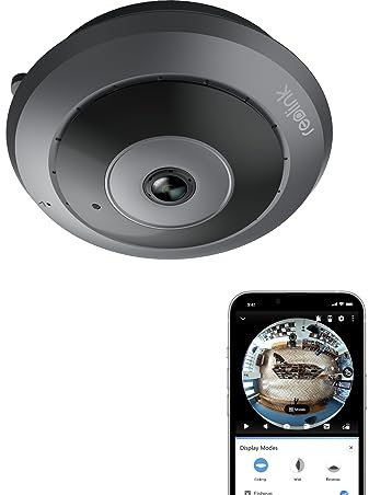 Reolink 6MP WLAN Überwachungskamera Innen, 360° Blick Panorama Fisheye Kamera mit 2,4/5 GHz WLAN, Personenerkennung, 2 Wege Audio, Decken-/Wand-/Tisch-Installation, Mehrere Display-Ansichten, FE-W