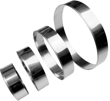 Ausstecher rund 4 Stück Ausstechformen rund Edelstahl Ausstechformen Ring Circle Cookie Cutter für Gebäck Donut Fondant Backen DIY Kuchen (4 Stück)