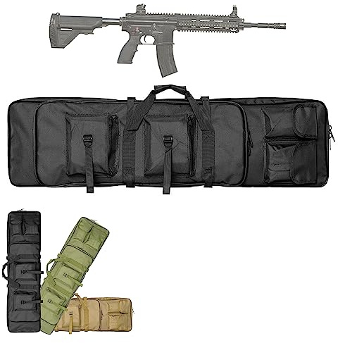 DFANCE Sac De Transport pour Pistolet,Sac Tactical Double Rifle Mallettes,Indéchirable et Imperméable,Malette Fusil pour Arme Longue Protection de Réplique Airsoft,Black,85 * 30cm