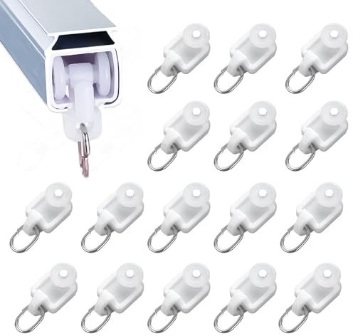 EULAPGOE 100pcs Plastic Sliding Curtain Track Gliders, White Curtain Track Hooks