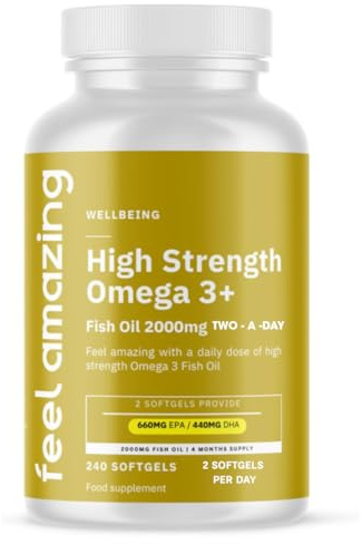 Feel Amazing Vegan Omega 3 Algae Oil - 240 Softgels - 500mg Pure Algae Oil & 200mg DHA - for Brain Clarity, Vision & Overall Health - Two A Day - 4 Month Supply