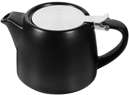 VILLCASE Keramik Teekannen mit Edelstahl-Teesieb, Teekannen 500ml, Halbglänzend Schwarz, Isolierkanne für Zuhause und Büro, Perfekt für Losen Tee