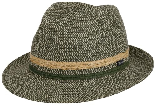 Lipodo Costanzo Bogart Fedora Straw Raffia Striped Lightweight Made in Italy Men Summer Green