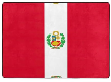 Teppich mit der Flagge von Peru, 203,2 x 147,3 cm, der Teppich für jeden Raum, weich, waschbar, rutschfest, ideal für Wohnzimmer, Schlafzimmer