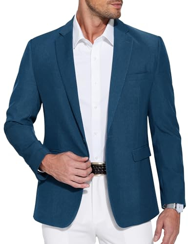 COOFANDY Chaquetas para Hombre Chaqueta Deportiva de Ocio Chaqueta de Negocios para Hombre Chaqueta Traje Deportivo Chaquetas con Solapas con Muescas Traje de Boda Monocolor Azul Marino 3XL